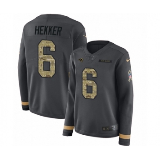 Women's Nike Los Angeles Rams #6 Johnny Hekker Limited Black Salute to Service Therma Long Sleeve NFL Jersey - Ujersey