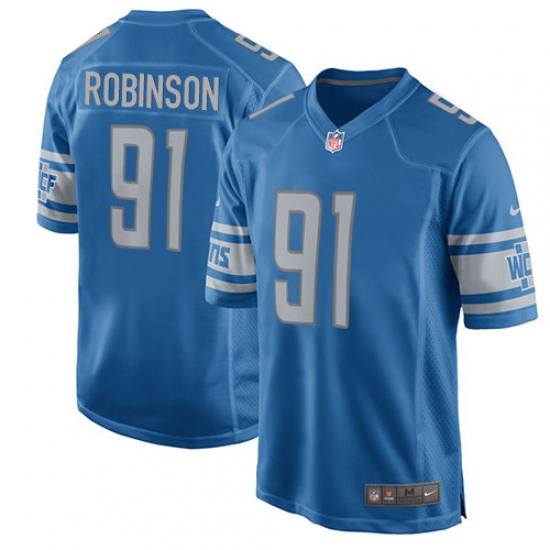 Men's Nike Detroit Lions #91 A'Shawn Robinson Game Light Blue Team Color NFL Jersey - Ujersey