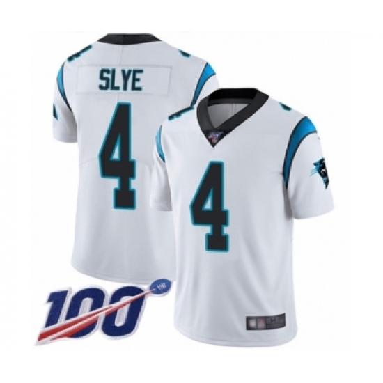 Men's Carolina Panthers #4 Joey Slye White Vapor Untouchable Limited Player 100th Season Football Jersey - Ujersey