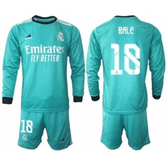 Men 2021-2022 Club Atletico Madrid second away blue Long Sleeve 18 Soccer Jersey