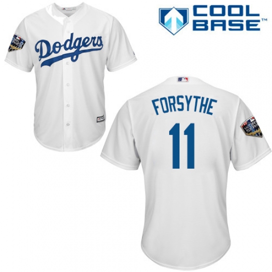 Youth Majestic Los Angeles Dodgers #11 Logan Forsythe Authentic White Home Cool Base 2018 World Series MLB Jersey - Ujersey