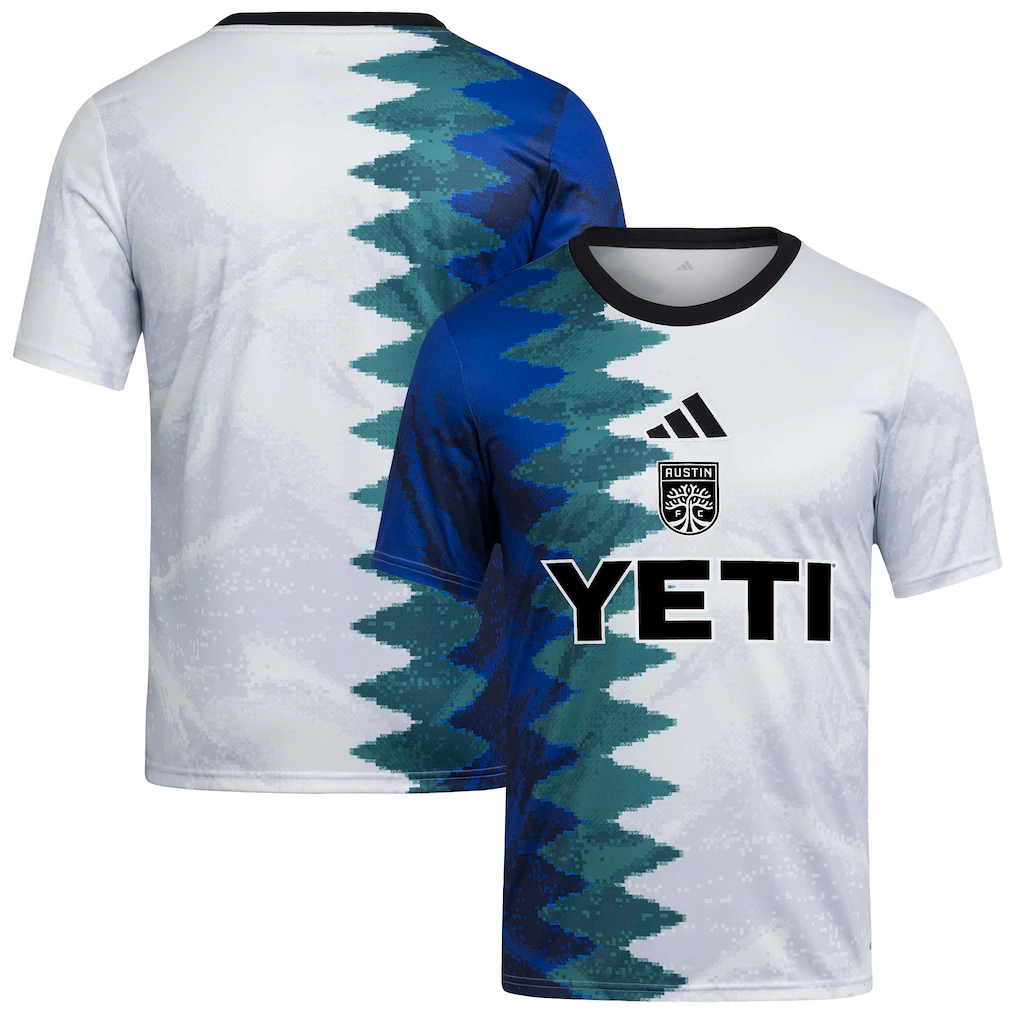 Youth Austin FC adidas White 2025 Gaming AEROREADY Pre-Match Top