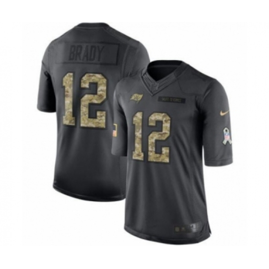 Men's Tampa Bay Buccaneers #12 Tom Brady Limited Black 2016 Salute to Service Football Jersey