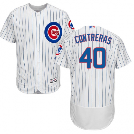 Men's Majestic Chicago Cubs #40 Willson Contreras White Home Flexbase Authentic Collection MLB Jersey - Ujersey