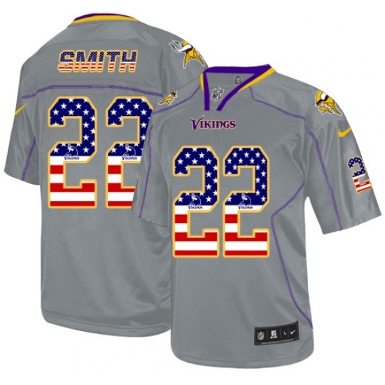 Men's Nike Minnesota Vikings #22 Harrison Smith Elite Grey USA Flag Fashion NFL Jersey - Ujersey