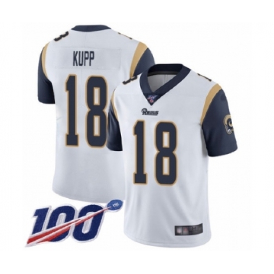Men's Los Angeles Rams #18 Cooper Kupp White Vapor Untouchable Limited Player 100th Season Football Jersey - Ujersey