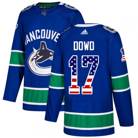 Youth Adidas Vancouver Canucks #17 Nic Dowd Premier Blue Home NHL Jersey - Ujersey