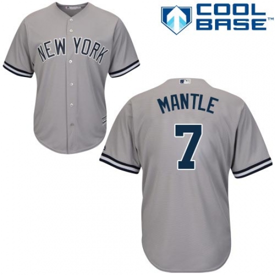 Youth Majestic New York Yankees #7 Mickey Mantle Authentic Grey Road MLB Jersey - Ujersey