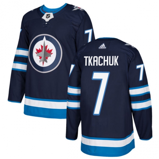 Men's Adidas Winnipeg Jets #7 Keith Tkachuk Authentic Navy Blue Home NHL Jersey - Ujersey