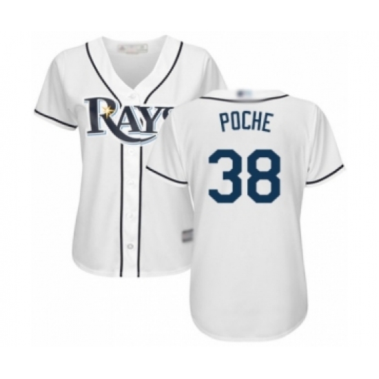Women's Tampa Bay Rays #38 Colin Poche Authentic White Home Cool Base Baseball Player Jersey - Ujersey