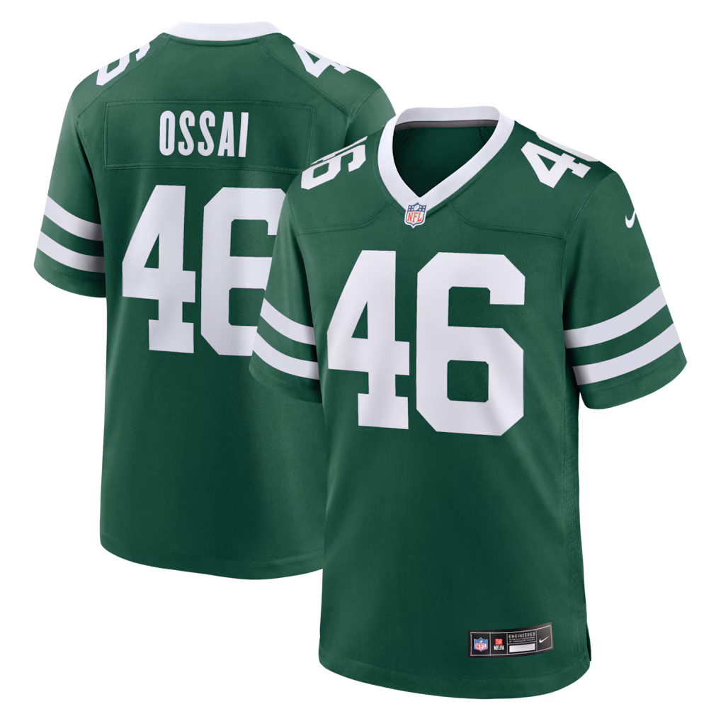 Men's New York Jets Joseph Ossai Nike Legacy Green Team Game Jersey - U-jersey
