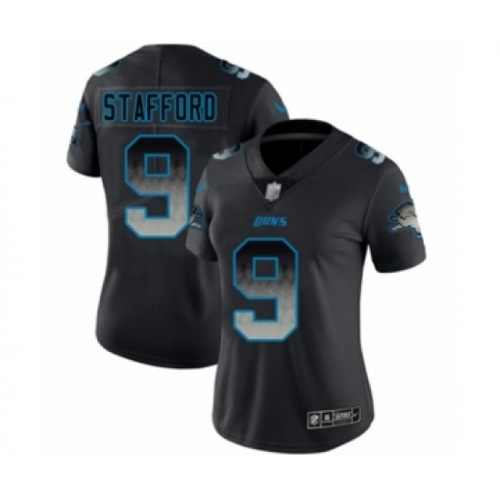 Women's Detroit Lions #9 Matthew Stafford Limited Black Smoke Fashion Football Jersey - Ujersey