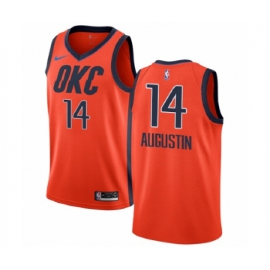 Men's Nike Oklahoma City Thunder #14 D.J. Augustin Orange Swingman Jersey - Earned Edition - Ujersey