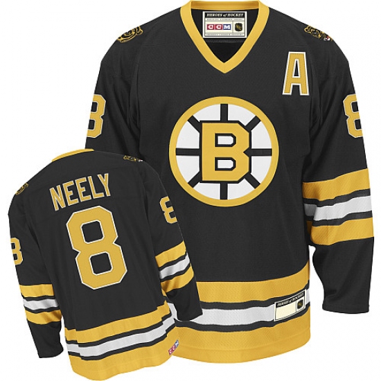 Men's CCM Boston Bruins #8 Cam Neely Premier Black Throwback NHL Jersey