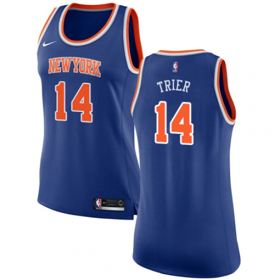 Women's Nike New York Knicks #14 Allonzo Trier Swingman Royal Blue NBA Jersey - Icon Edition - Ujersey
