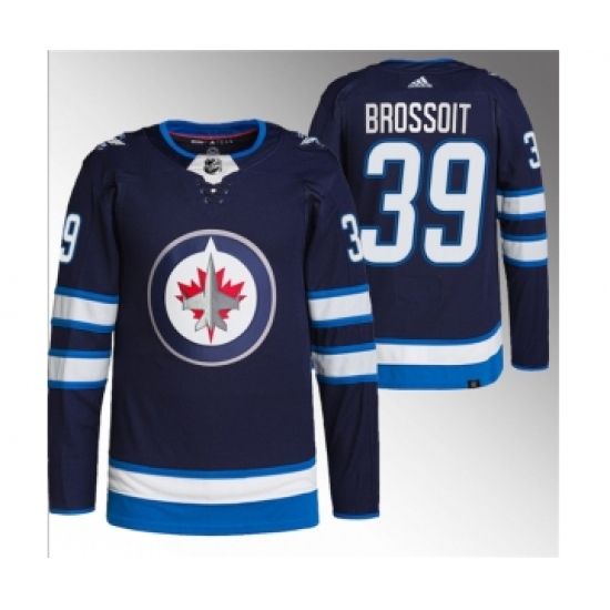 Men's Winnipeg Jets #39 Laurent Brossoit Navy Stitched Jersey - Ujersey