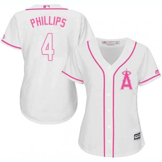 Women's Majestic Los Angeles Angels of Anaheim #4 Brandon Phillips Authentic White Fashion Cool Base MLB Jersey - Ujersey