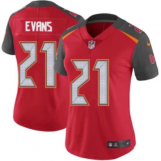 Women's Nike Tampa Bay Buccaneers #21 Justin Evans Elite Red Team Color NFL Jersey - Ujersey