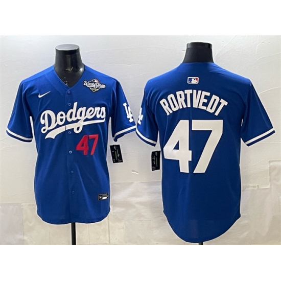 Men's Los Angeles Dodgers #47 Ben Rortvedt Royal 2025 World Series Limited Stitched Baseball Jersey - Ujersey