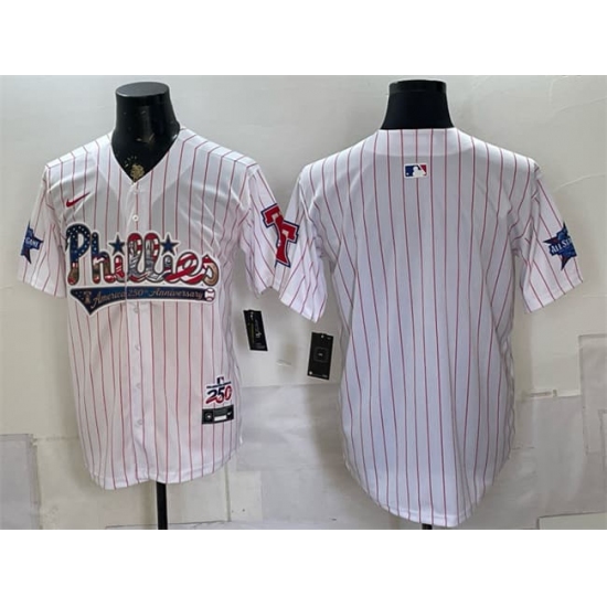 Men's Philadelphia Phillies Blank White 2026 All-Star & USA 250 Fourth of July Home Stitched Baseball Jersey - Ujersey