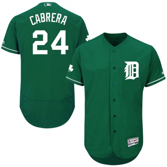 Men's Majestic Detroit Tigers #24 Miguel Cabrera Green Celtic Flexbase Authentic Collection MLB Jersey - Ujersey
