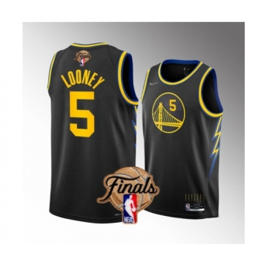 Men's Golden State Warriors #5 Kevon Looney Black 2022 Finals Stitched Jersey