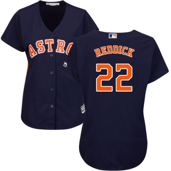 Women's Majestic Houston Astros #22 Josh Reddick Authentic Navy Blue Alternate Cool Base MLB Jersey