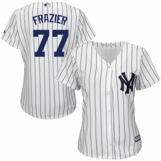 Women's Majestic New York Yankees #77 Clint Frazier Authentic White Home MLB Jersey - Ujersey