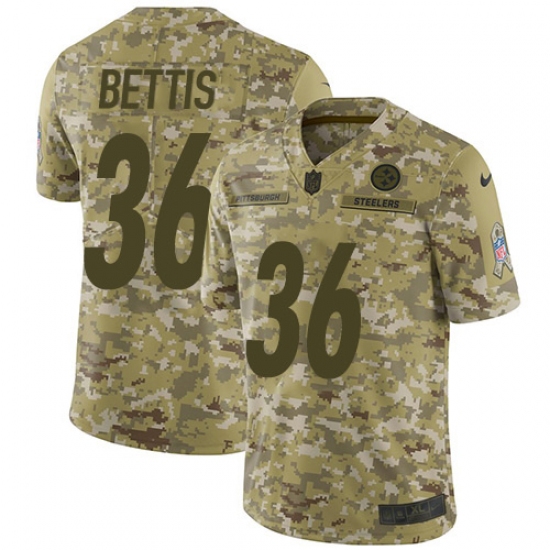 Men's Nike Pittsburgh Steelers #36 Jerome Bettis Limited Camo 2018 Salute to Service NFL Jersey - Ujersey