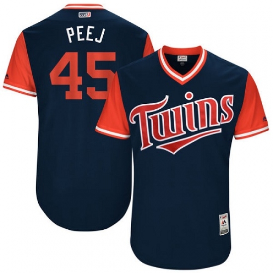 Men's Majestic Minnesota Twins #45 Phil Hughes 