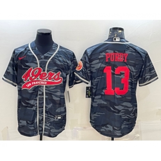 Men's San Francisco 49ers #13 Brock Purdy Grey Camo With Patch Cool Base Stitched Baseball Jersey - Ujersey
