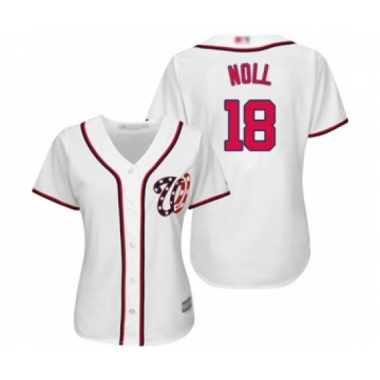 Women's Washington Nationals #18 Jake Noll Authentic White Home Cool Base Baseball Player Jersey - Ujersey