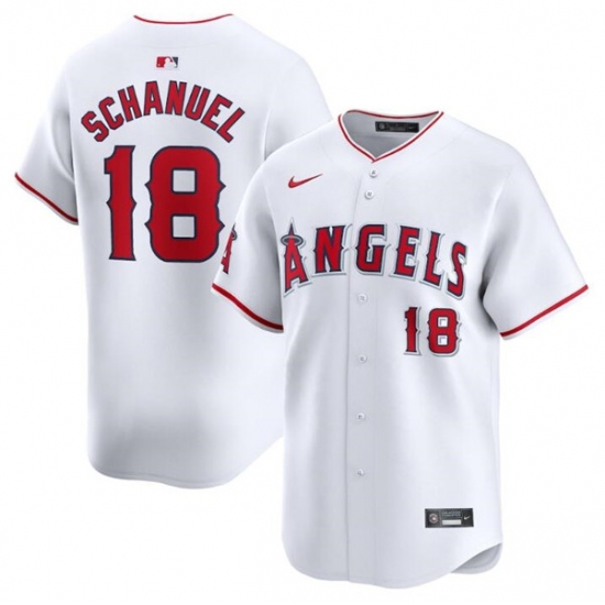 Men's Los Angeles Angels #18 Nolan Schanuel White Home Limited Baseball Stitched Jersey - Ujersey