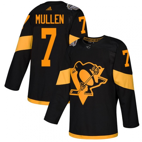 Men's Adidas Pittsburgh Penguins #7 Joe Mullen Black Authentic 2019 Stadium Series Stitched NHL Jersey - Ujersey
