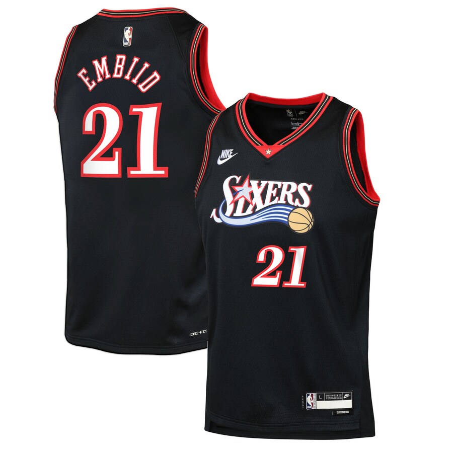 Youth Philadelphia 76ers Joel Embiid Nike Black Swingman Jersey - Classic Edition - Ujersey NHL