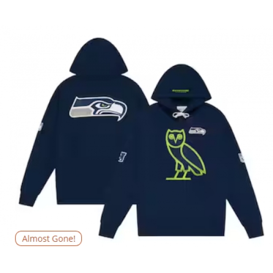 Men's Seattle Seahawks OVO x NFL College Navy OG Owl Pullover Hoodie - Ujersey