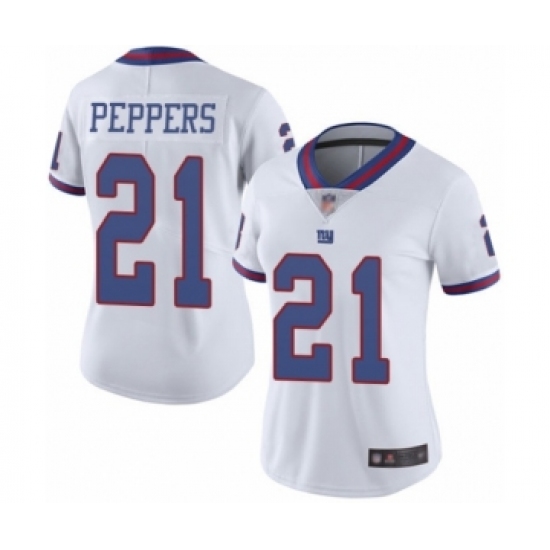 Women's New York Giants #21 Jabrill Peppers Limited White Rush Vapor Untouchable Football Jersey - Ujersey