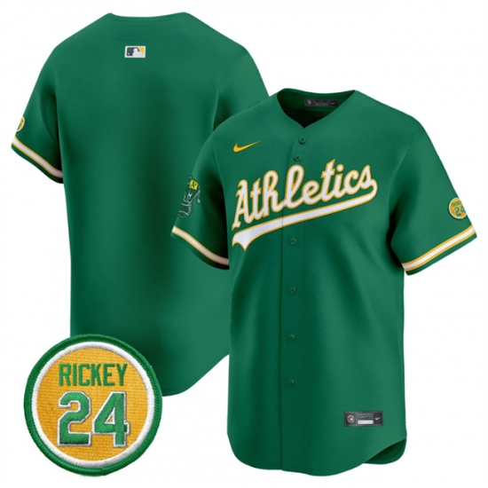 Men's Oakland Athletics Blank Green 2024 Limited With Rickey Henderson Stitched Jersey - Ujersey