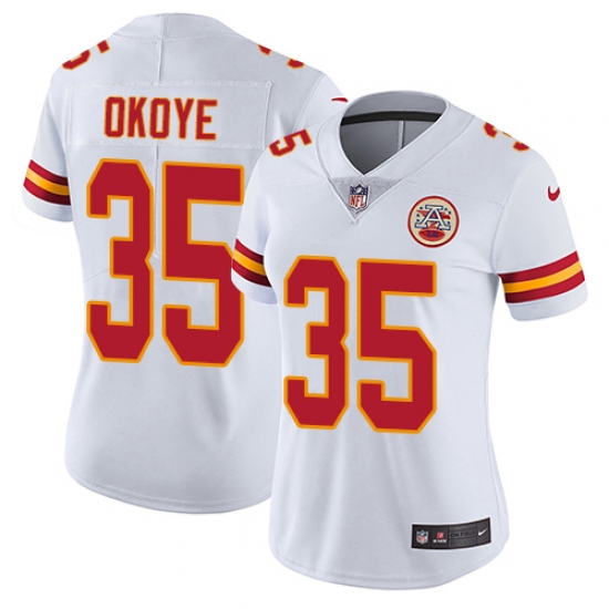 Women's Nike Kansas City Chiefs #35 Christian Okoye White Vapor Untouchable Limited Player NFL Jersey - Ujersey