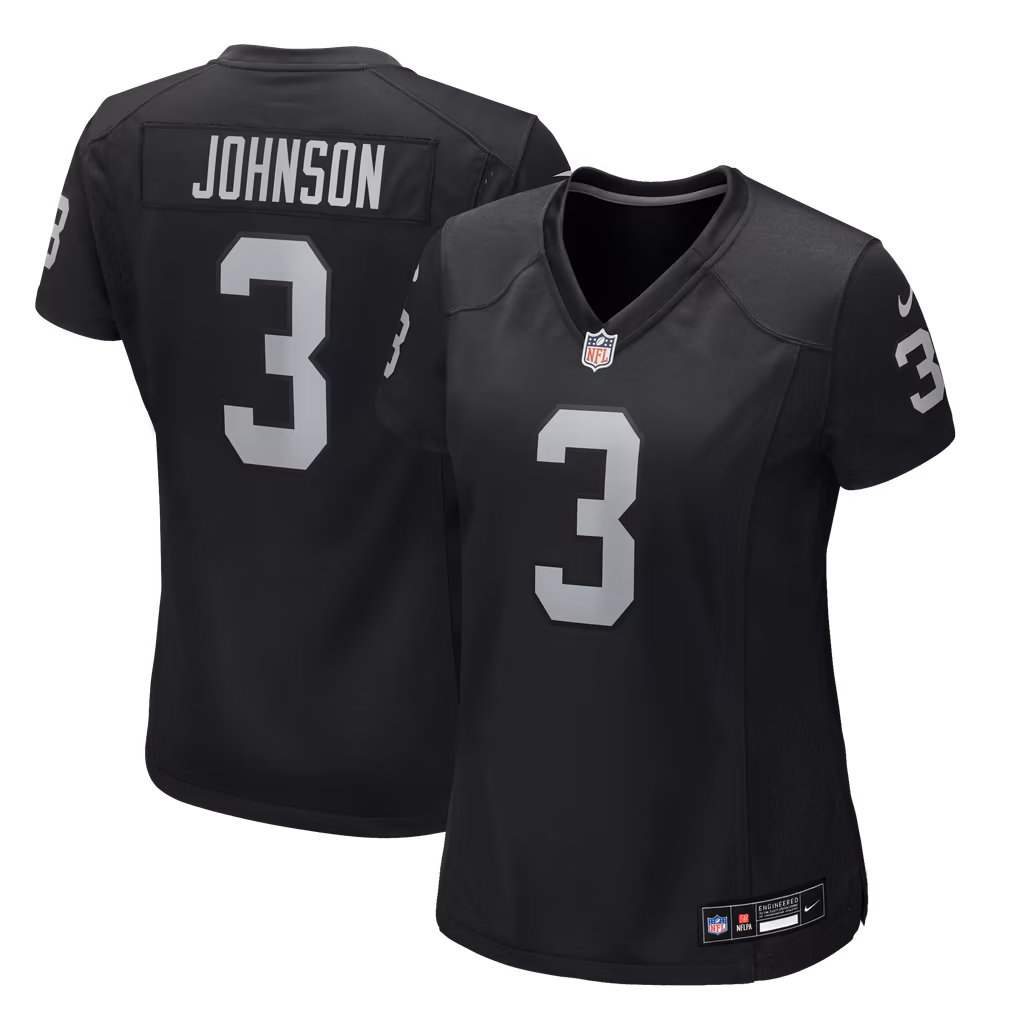 Women's Las Vegas Raiders Taron Johnson Nike Black Team Game Jersey - SUjersey01