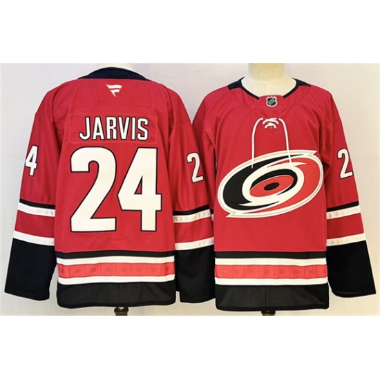 Men's Carolina Hurricanes #24 Seth Jarvis Red 2024-25 Stitched Hockey Jersey - Ujersey