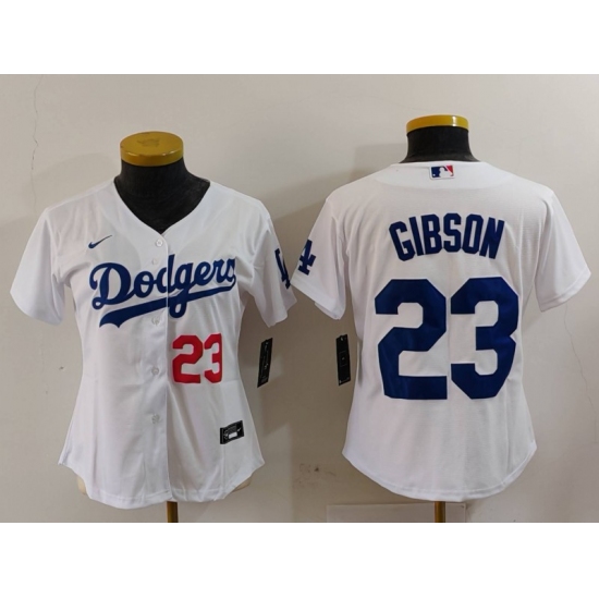 Women's Los Angeles Dodgers #23 Kirk Gibson Number White Cool Base Stitched Jersey - Ujersey
