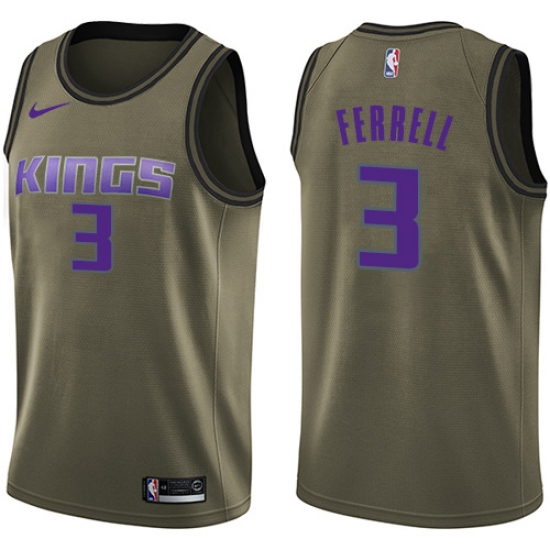 Men's Nike Sacramento Kings #3 Yogi Ferrell Swingman Green Salute to Service NBA Jersey - Ujersey