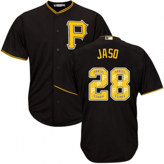 Men's Majestic Pittsburgh Pirates #28 John Jaso Authentic Black Team Logo Fashion Cool Base MLB Jersey - Ujersey