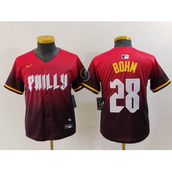 Youth Philadelphia Phillies #28 Alec Bohm Red 2024 City Connect Limited Jersey - Ujersey