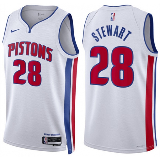 Men's Detroit Pistons #28 Isaiah Stewart White Association Edition Stitched Basketball Jersey