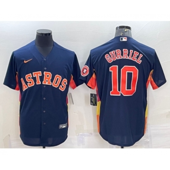 Men's Houston Astros #10 Yuli Gurriel Navy Blue With Patch Stitched MLB Cool Base Nike Jersey - Ujersey