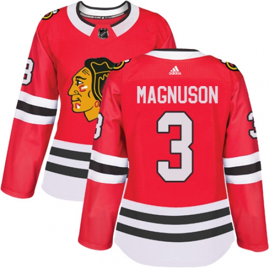Women's Adidas Chicago Blackhawks #3 Keith Magnuson Authentic Red Home NHL Jersey - Ujersey