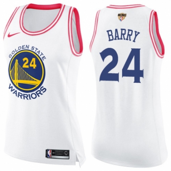 Women's Nike Golden State Warriors #24 Rick Barry Swingman White/Pink Fashion 2018 NBA Finals Bound NBA Jersey - Ujersey