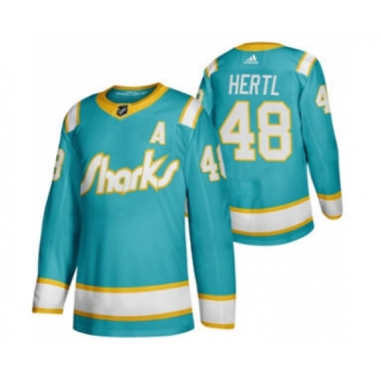 Men's San Jose Sharks #48 Tomas Hertl 2020 Throwback Authentic Player Hockey Jersey - Ujersey